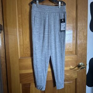 New Adidas Girls' 3S Cuffed Melange Jogger Pants Gray Athletic Size S 7/8